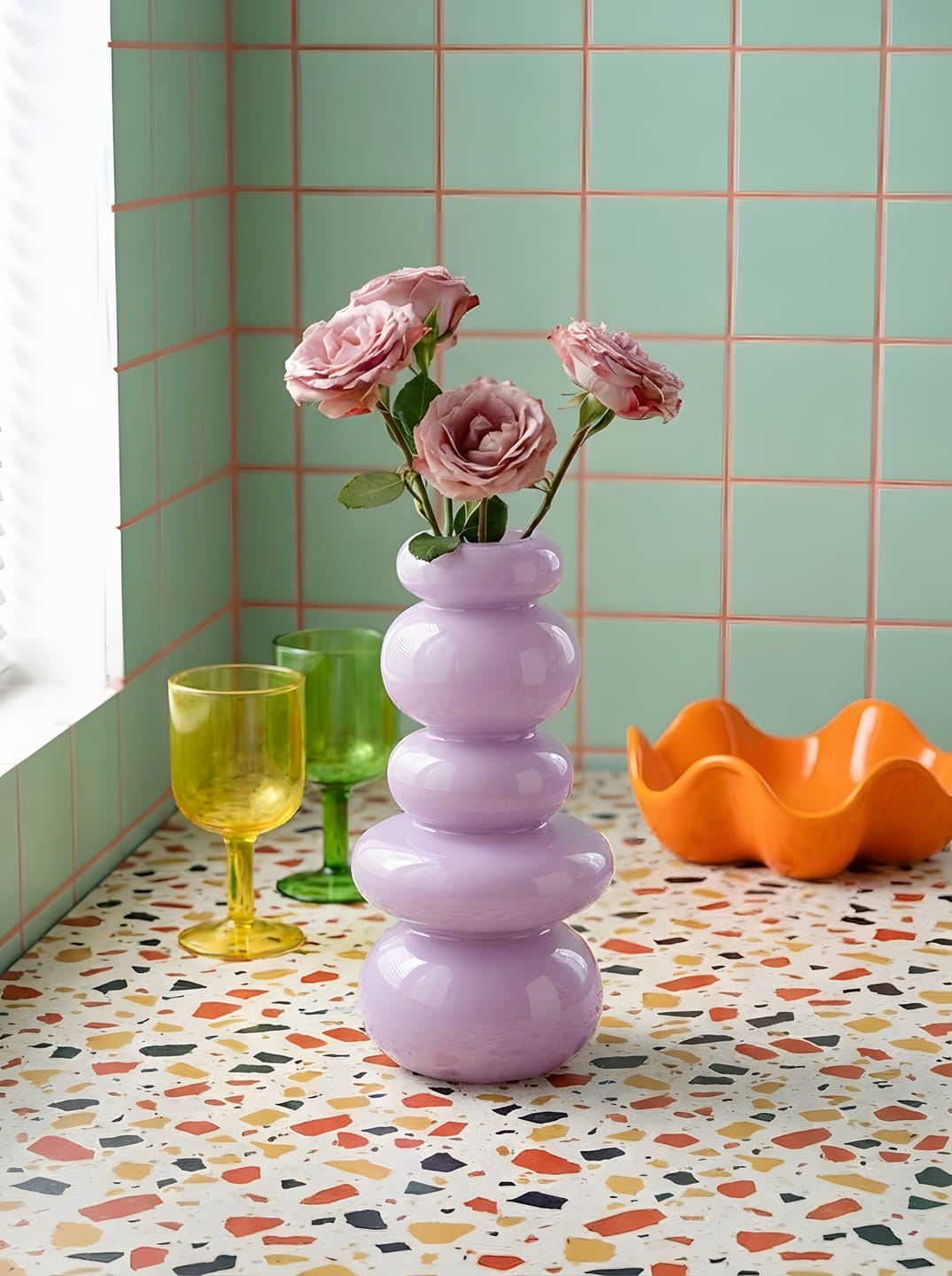 Rero Solid Color Glass Vase – Stacked Sculptural Silhouette