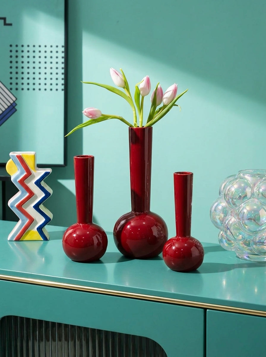 Sculptural Glass Hydroponic Vase – Modern Tall Centerpiece