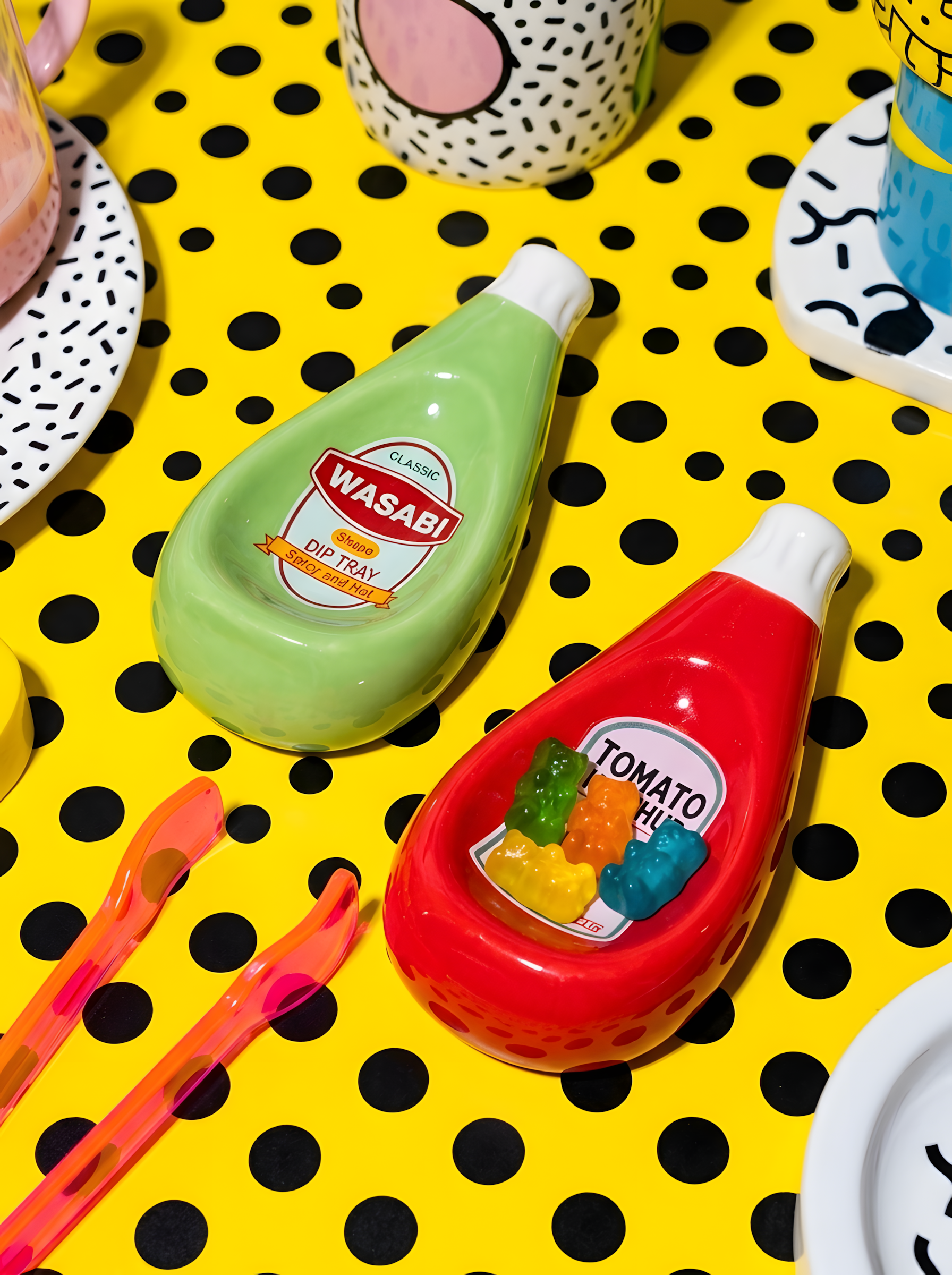 Bottle-Shaped Ceramic Dipping Bowls – Fun Condiment Serveware
