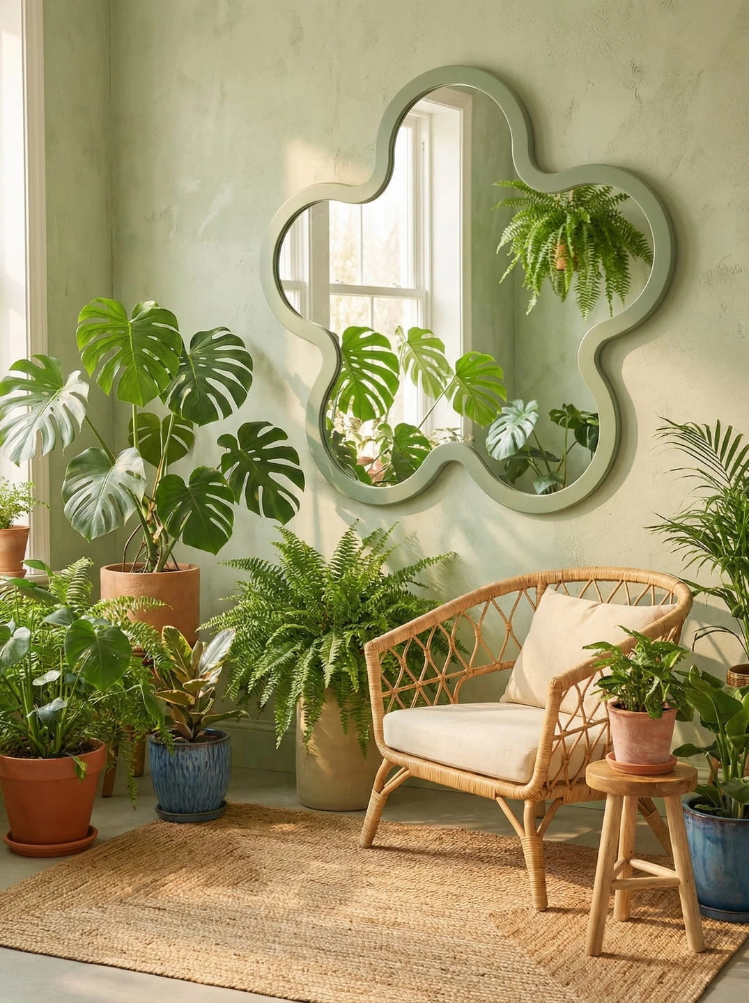 Bauhaus-Inspired Floral Wall Mirror: Sculptural Dopamine Decor Accent