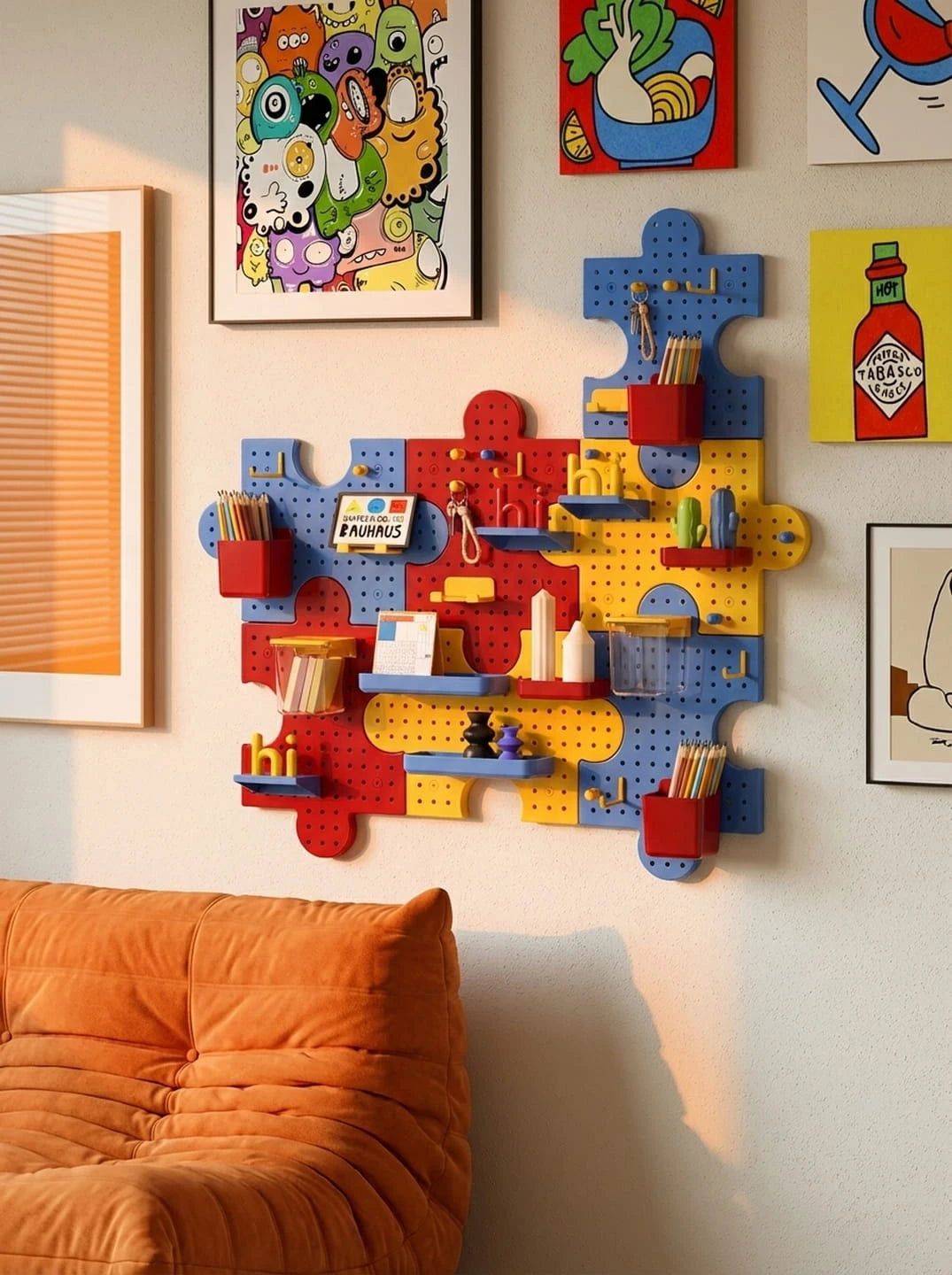 Modular Pegboard Wall Organizer — Drill-Free Adhesive Mounting