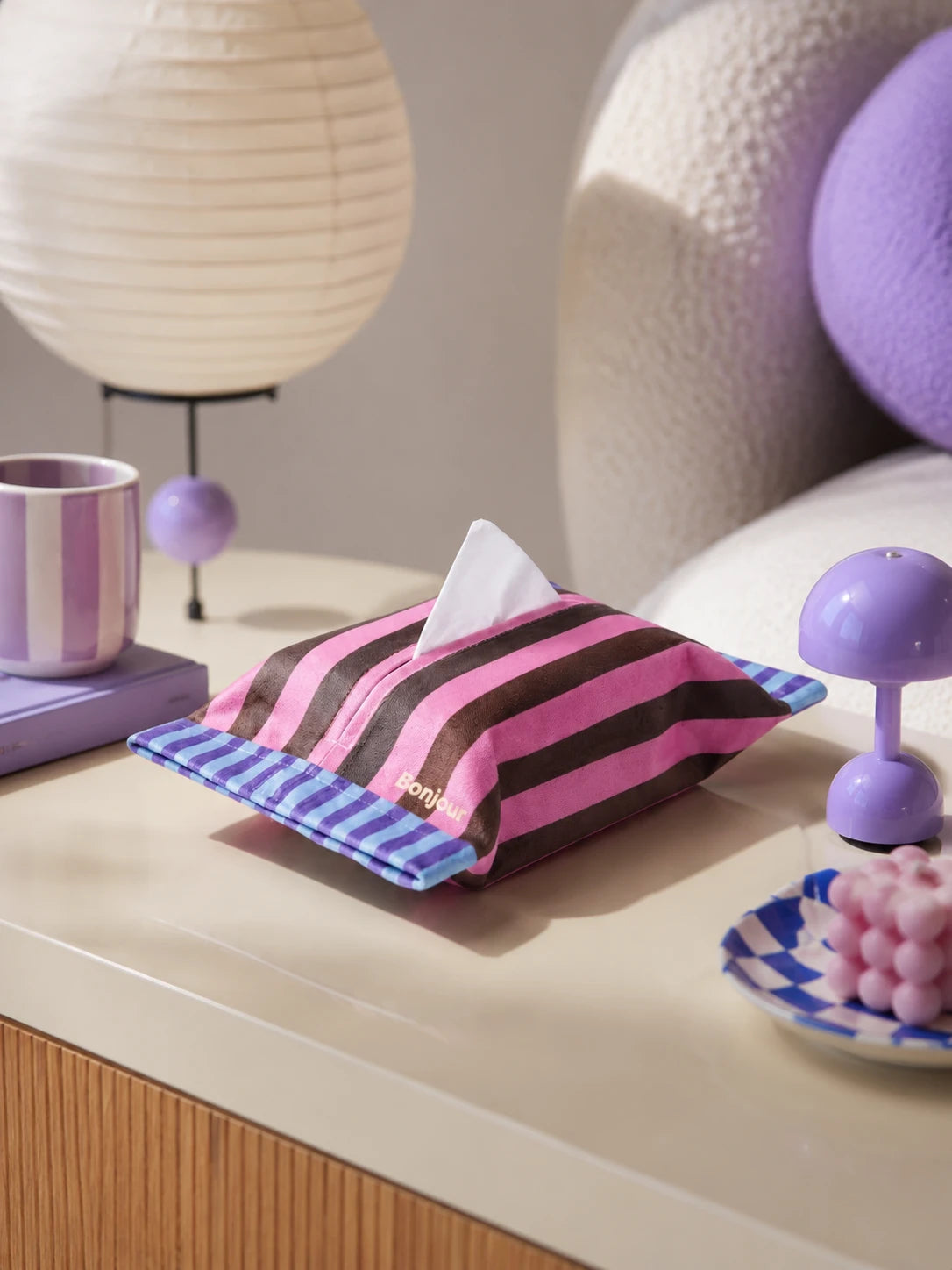 Memphis Geometric Tissue Box Cover: Dopamine Decor Accent