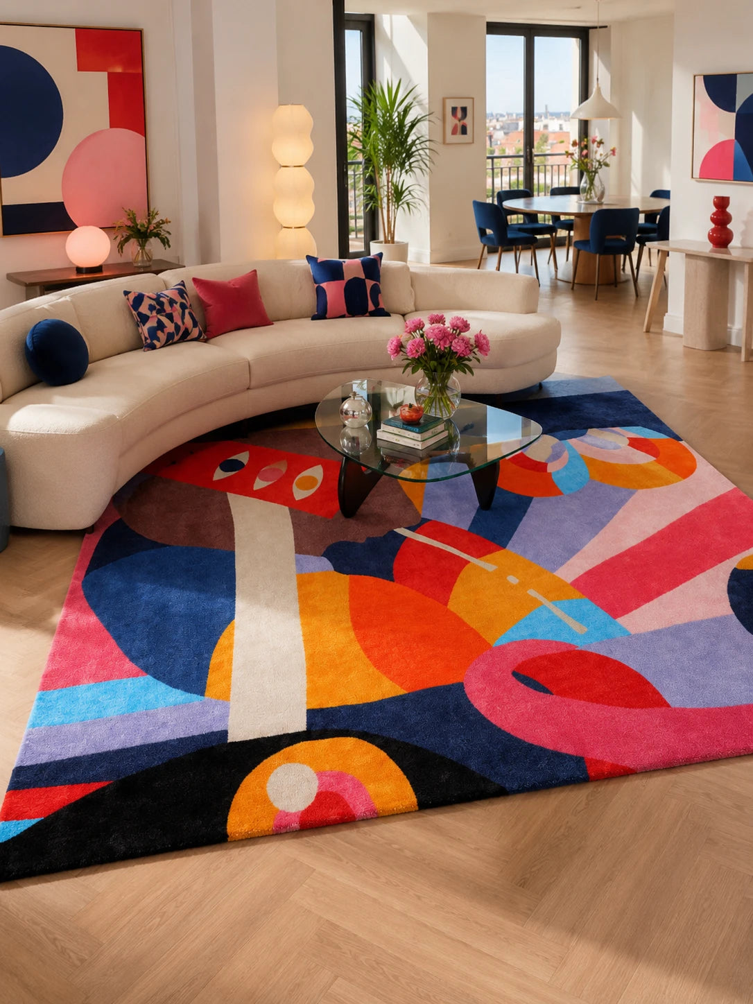 Abstract Plush Area Rug for Contemporary Spaces