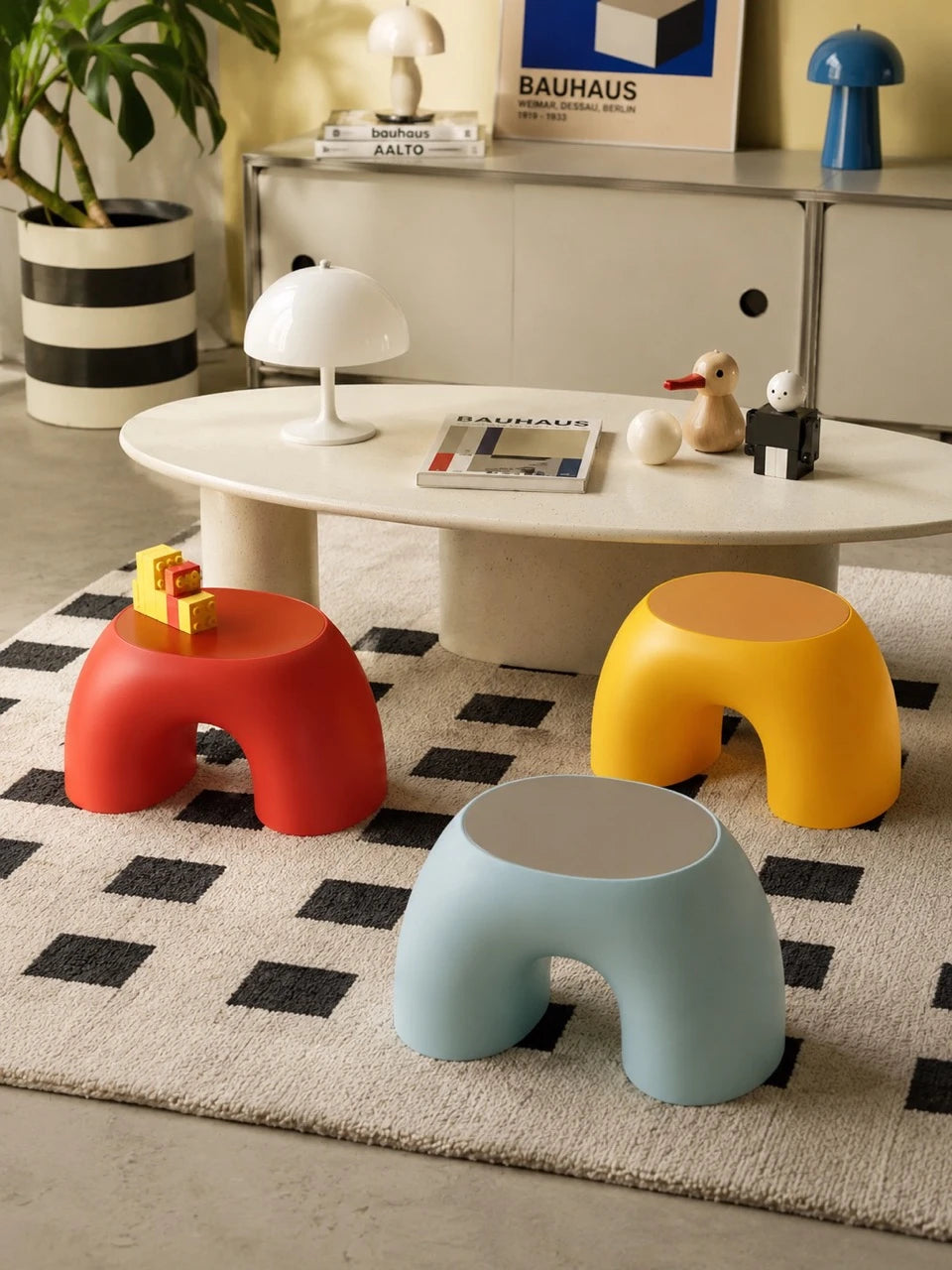 Stacked Rainbow Ring Stool: Dopamine Decor Low Seat