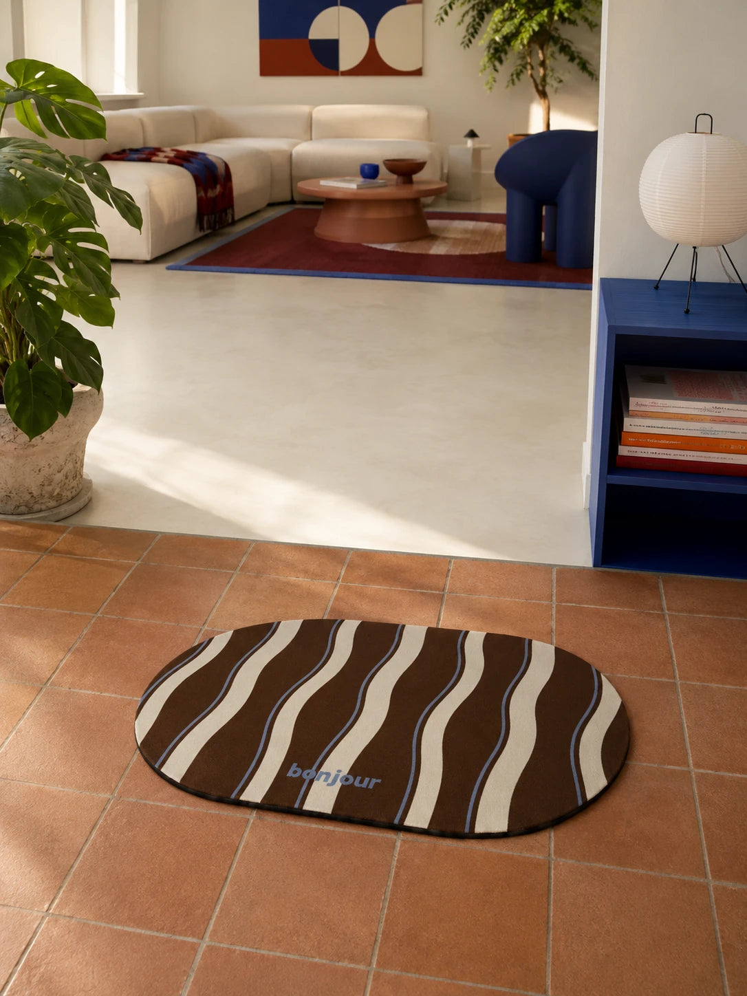Retro Striped Diatom Mud Bath Mat | Quick-Dry Absorbent Rug
