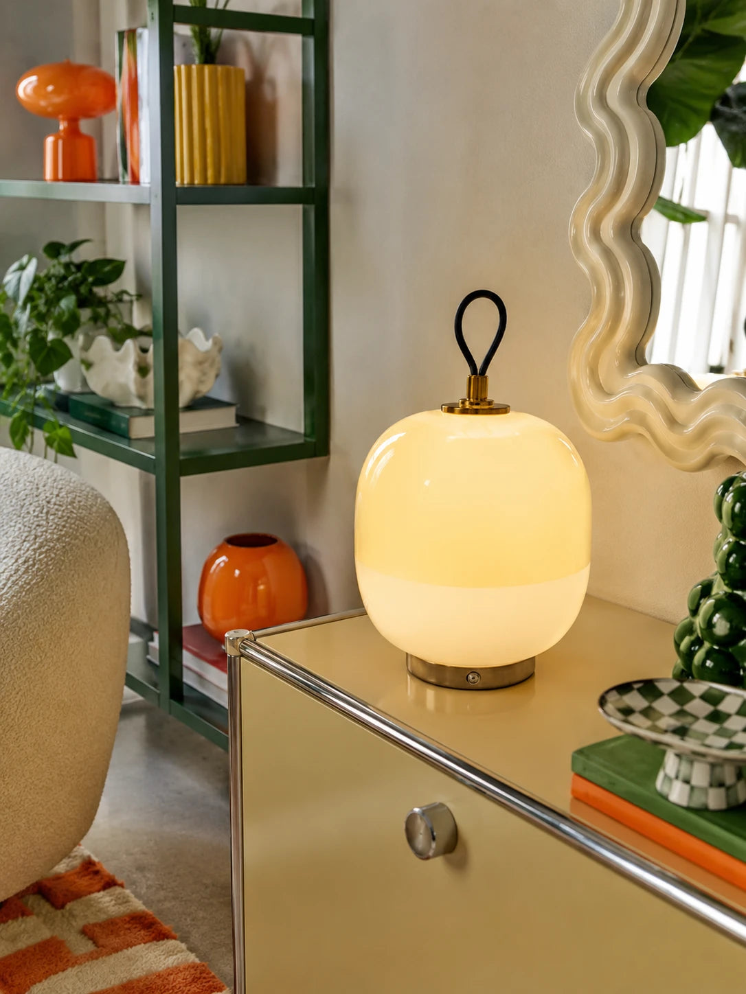 Bauhaus-Inspired Colored Glass Table Lamp for Dopamine Decor