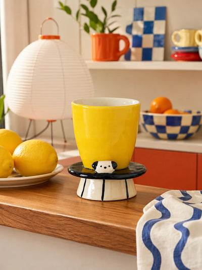 Peeking Puppy Ceramic Goblet