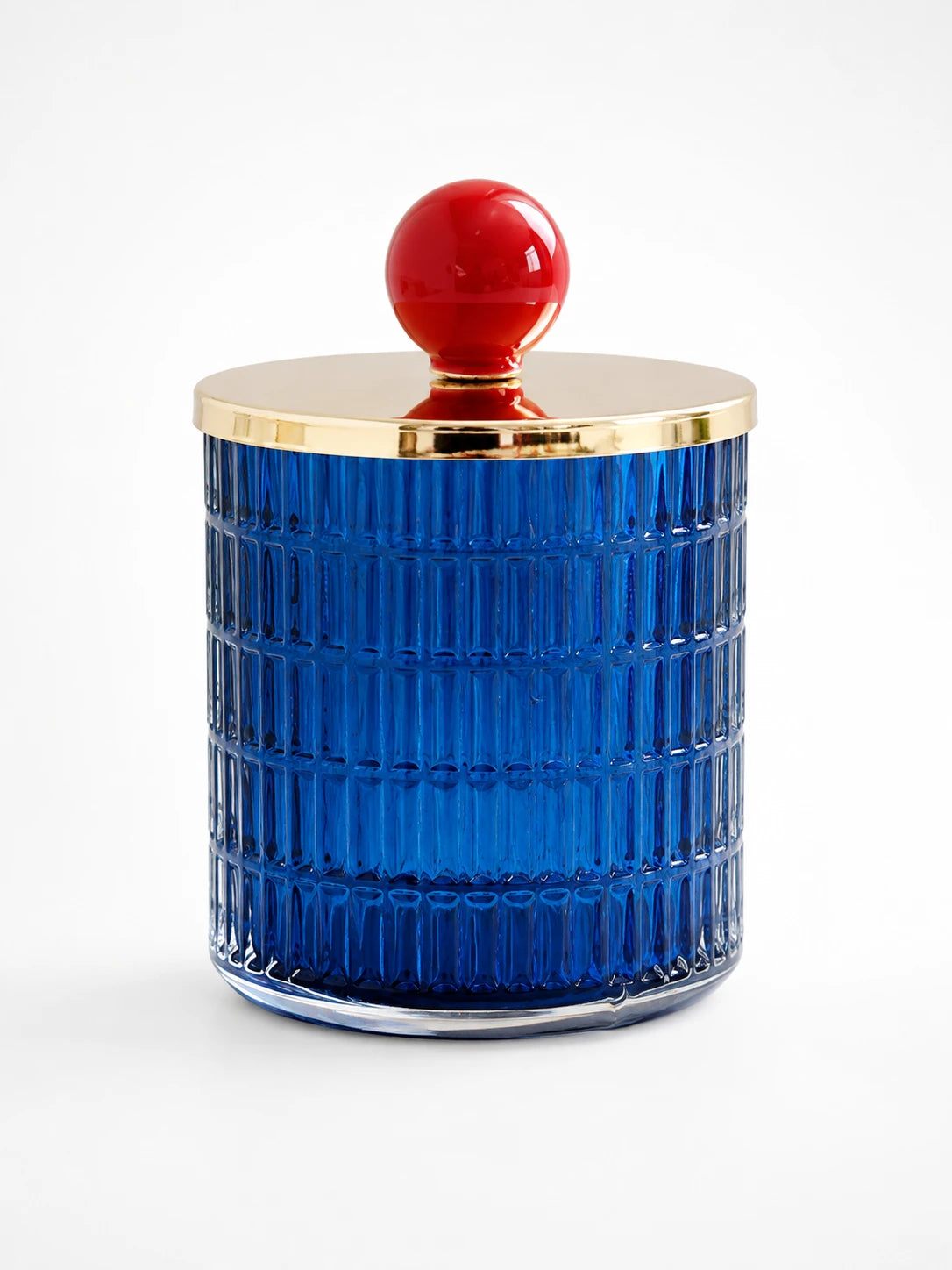 Ribbed Glass Ball-Knob Storage Jar