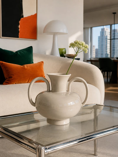 Modern Glazed Ceramic Vase: Sculptural High-Gloss Accent Piece