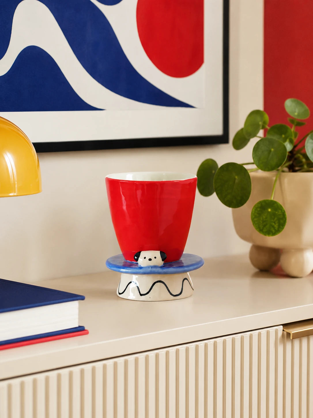 Peeking Puppy Ceramic Goblet