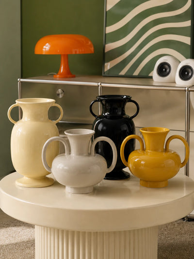 Modern Glazed Ceramic Vase: Sculptural High-Gloss Accent Piece
