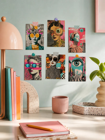 Vintage Surreal Neon Postcard Set