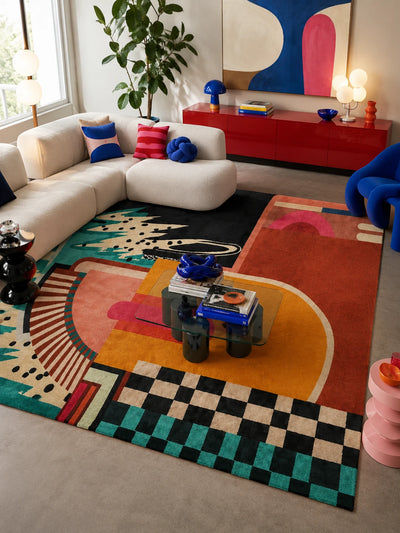 Abstract Plush Area Rug for Contemporary Spaces