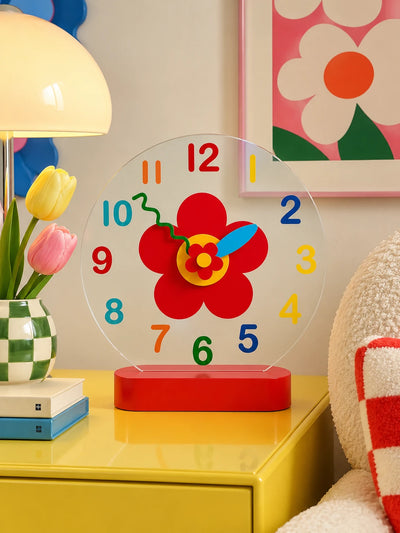 Little Red Flower Silent Clock