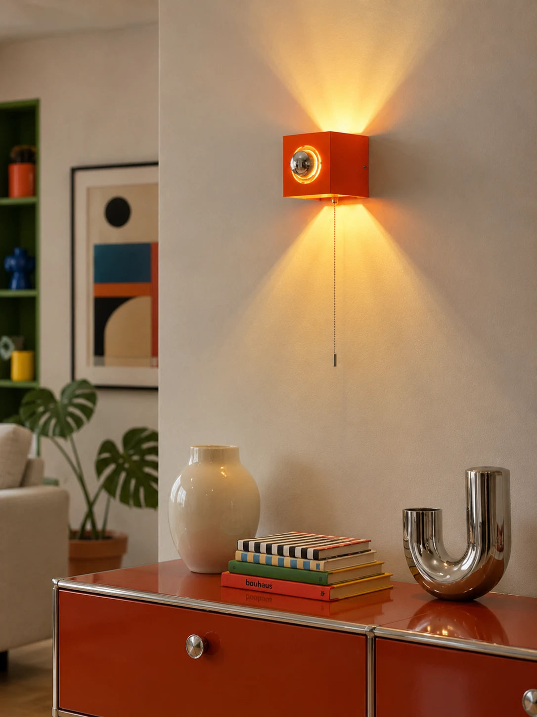 Memphis Geometric Wall Sconce: Retro Pull-Chain Lighting