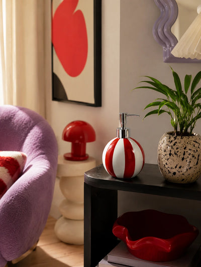 Striped Ceramic Soap Dispenser