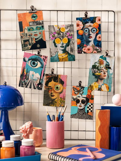 Vintage Surreal Neon Postcard Set