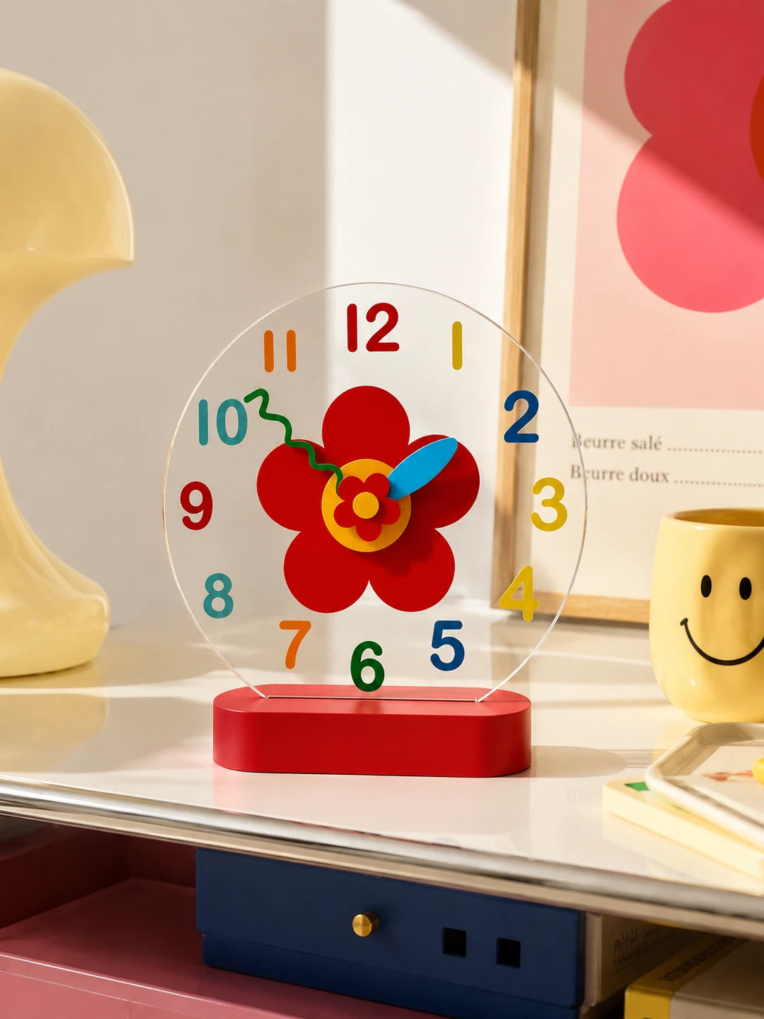 Little Red Flower Silent Clock