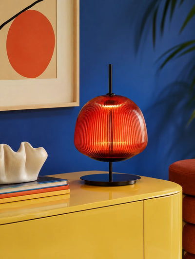 Nordic Ribbed Glass Table Lamp — Dopamine Decor Mood Lighting