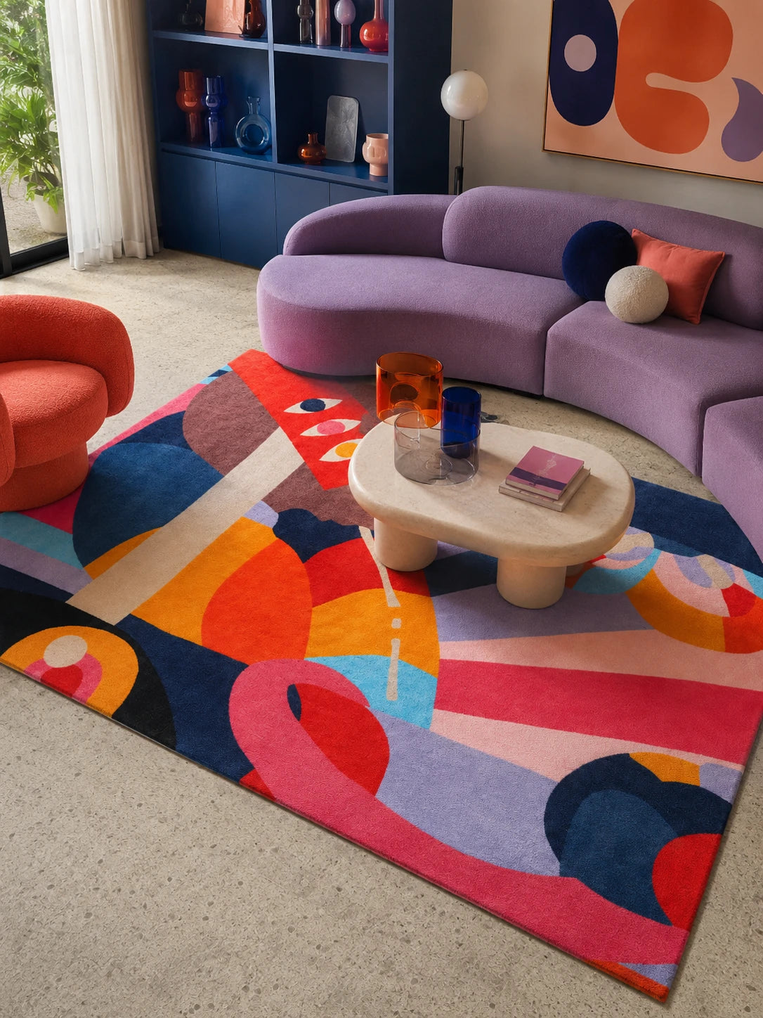 Abstract Plush Area Rug for Contemporary Spaces
