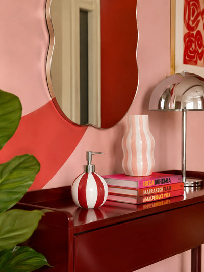 Striped Ceramic Soap Dispenser