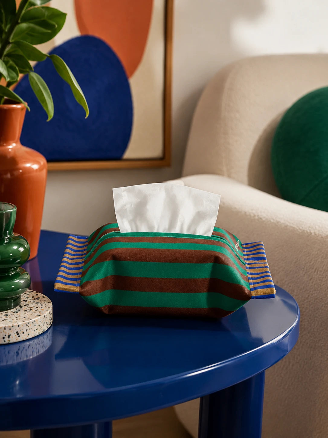 Memphis Geometric Tissue Box Cover: Dopamine Decor Accent