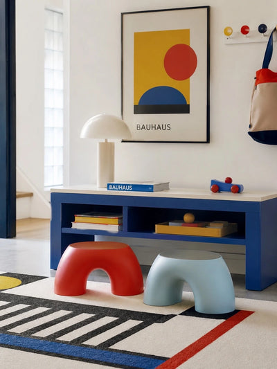 Stacked Rainbow Ring Stool: Dopamine Decor Low Seat