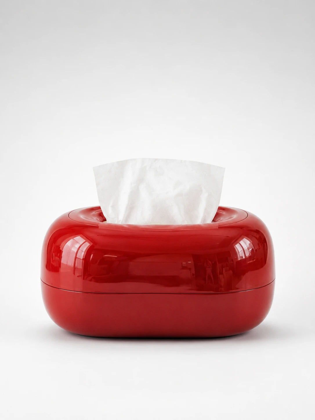 High-Gloss Red Ceramic Tissue Box Cover | Sculptural Organic Form