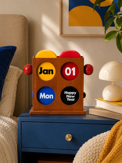 Retro Cherry Wood Perpetual Calendar