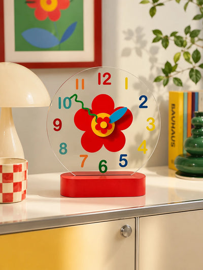 Little Red Flower Silent Clock