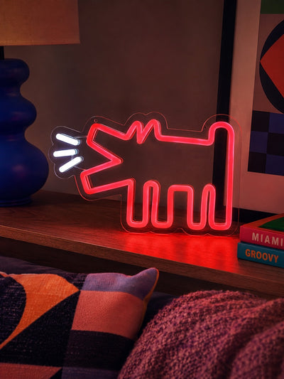Barking Dog LED Neon Sign, Red Pop Art Wall Light