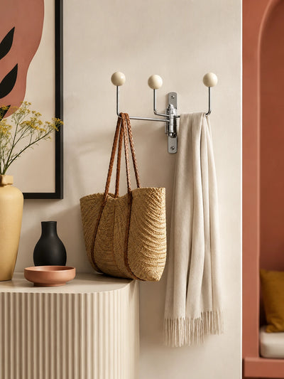 Mid-Century Modern Swivel Hook Rack: Functional Wall Art
