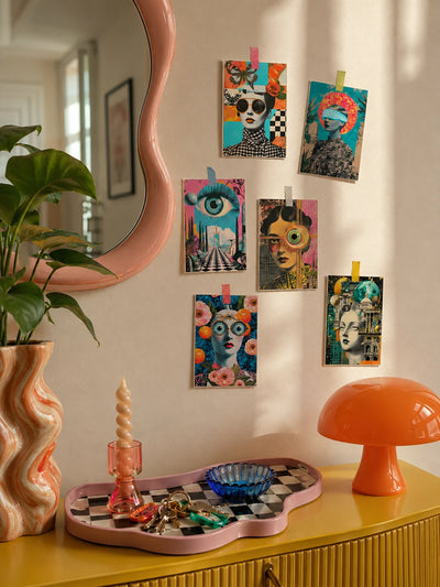 Vintage Surreal Neon Postcard Set