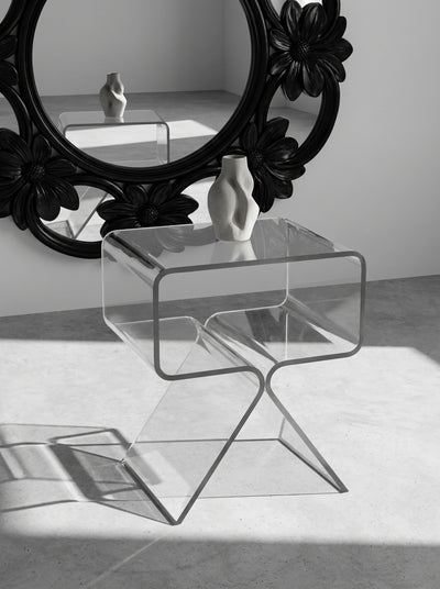 Acrylic Bedside Table – Seamless Translucent Storage Cubby