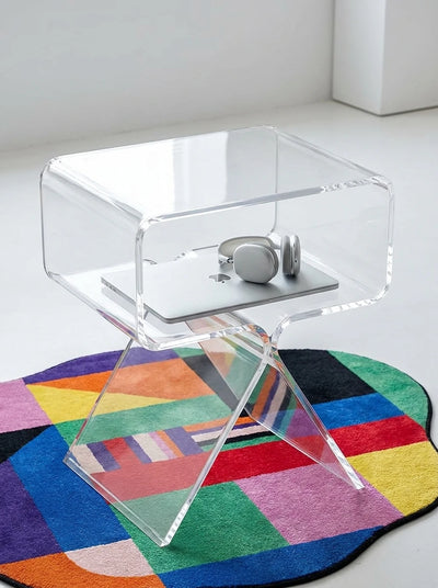 Translucent Acrylic Bedside Table: Floating Minimalist Nightstand