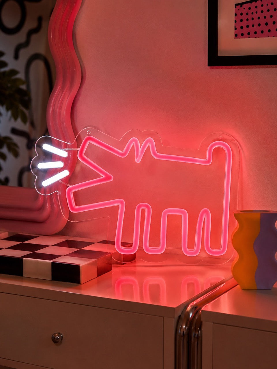Barking Dog LED Neon Sign, Red Pop Art Wall Light