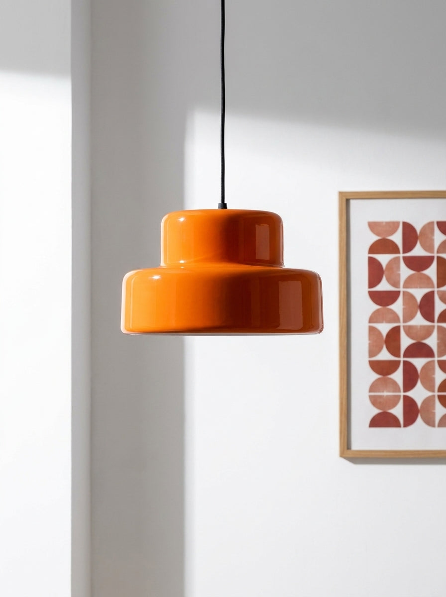 Nordic Minimalist Double-Layer Pendant Light – 35cm Orange Wrought Iron Hanging Lamp