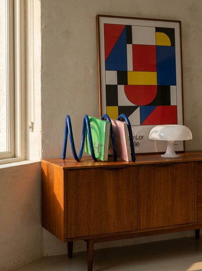 Minimalist Line Metal Bookshelf – Curved Desktop Organizer