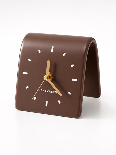Architectural Curved Ceramic Table Clock — Minimalist Dopamine Decor Accent