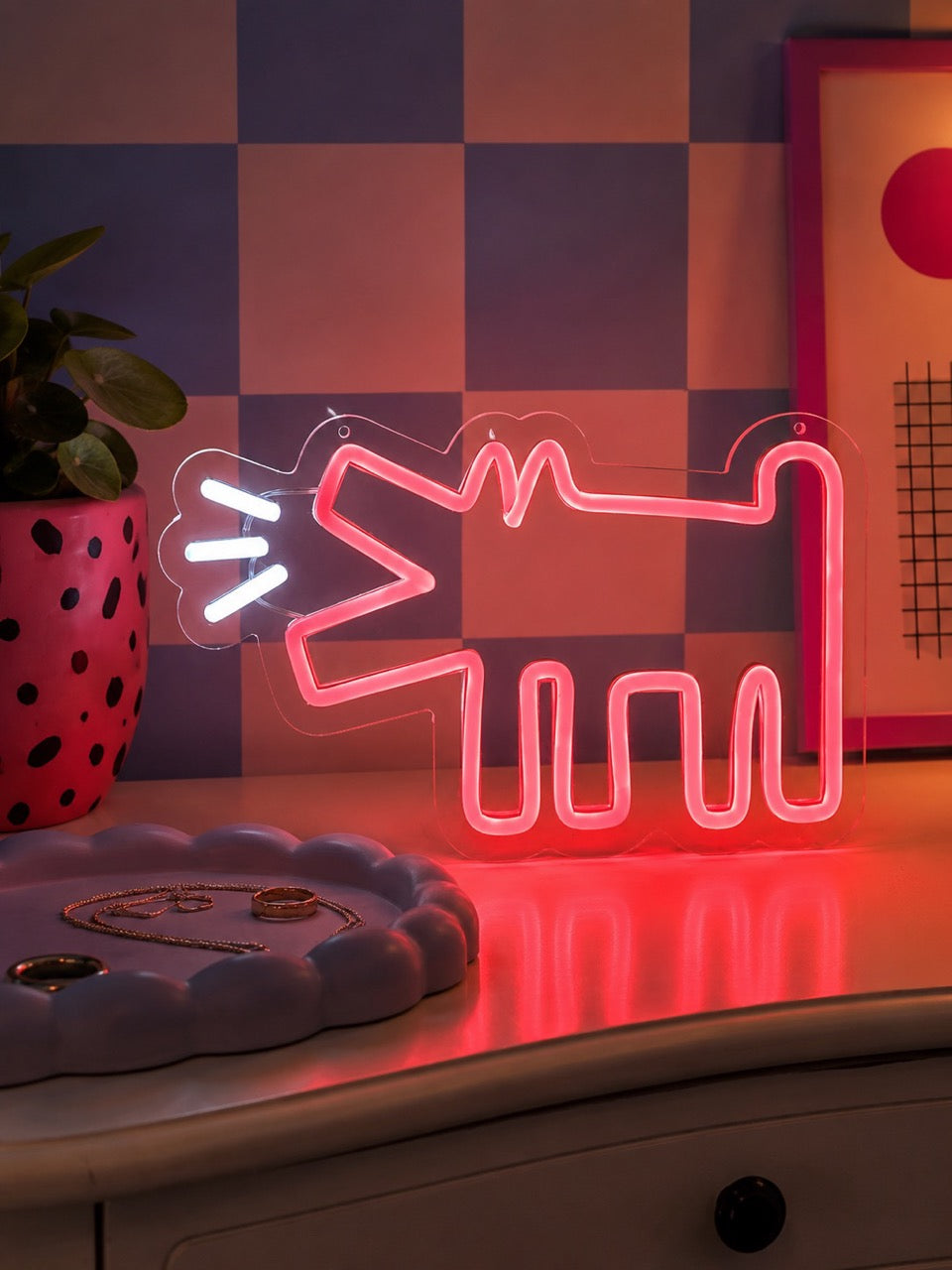 Barking Dog LED Neon Sign, Red Pop Art Wall Light
