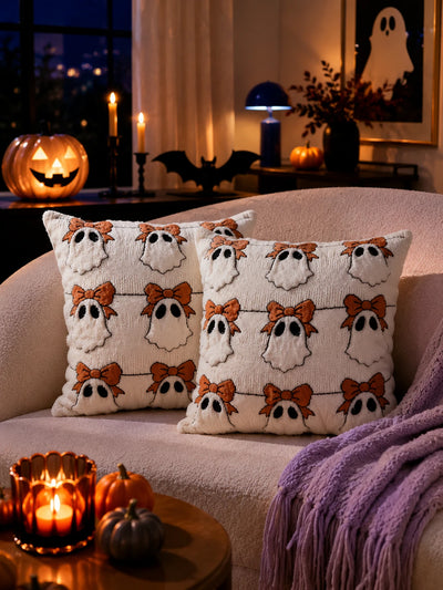 Halloween Velvet Pumpkin & Ghost Pillow Cover