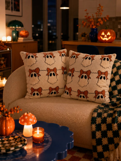 Halloween Velvet Pumpkin & Ghost Pillow Cover