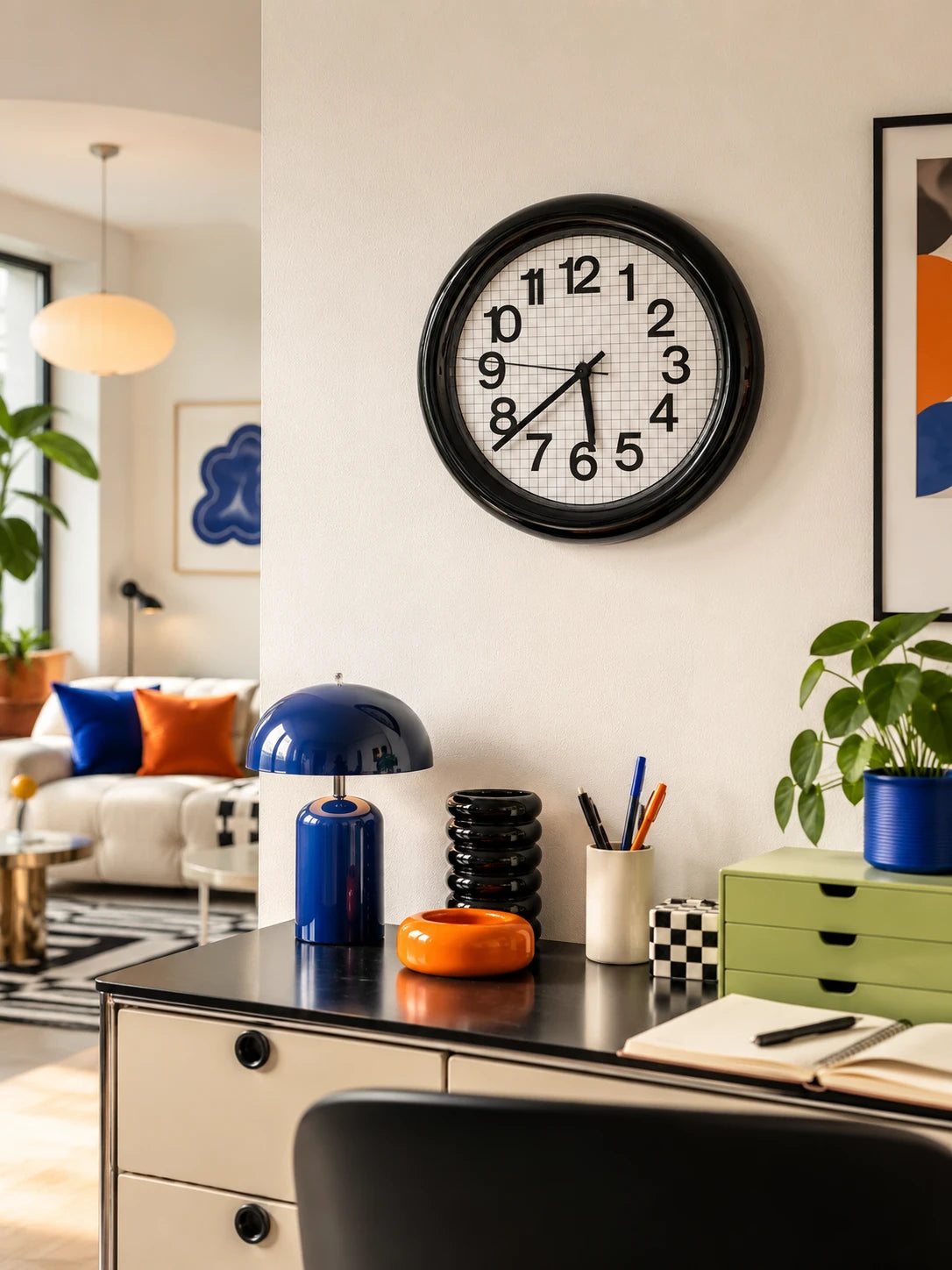 Grid Paper Silent Wall Clock