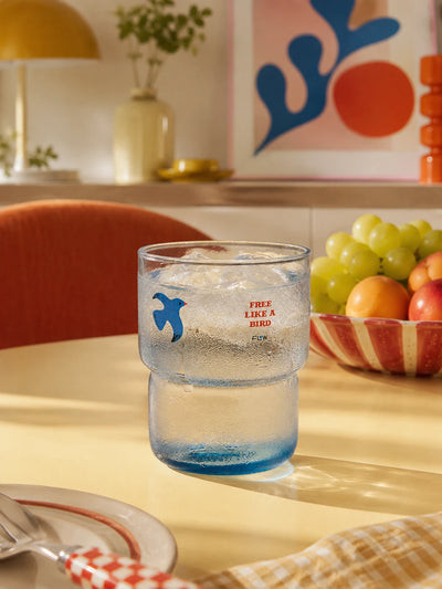 Blue Bird Glass Tumbler