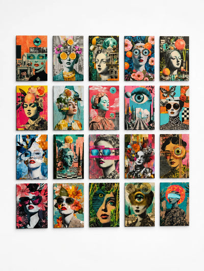 Vintage Surreal Neon Postcard Set