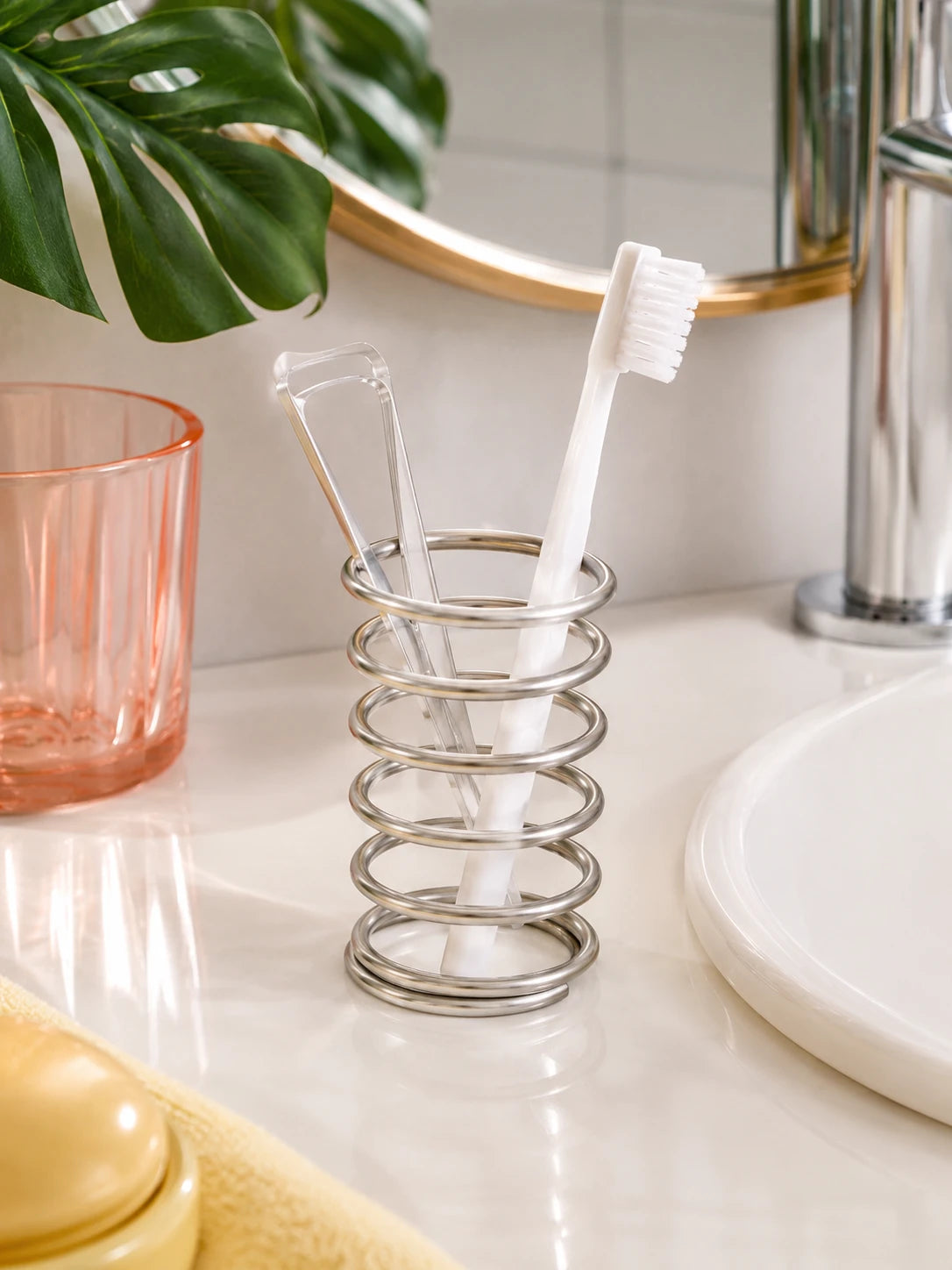Spiral Stainless Steel Toothbrush Holder