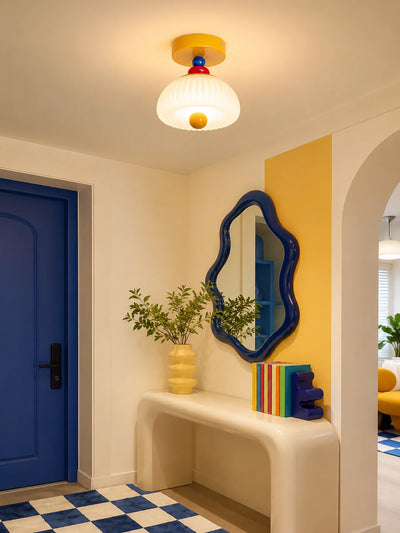 Fluted Glass Color-Block Ceiling Light