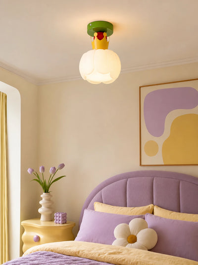 Fluted Glass Color-Block Ceiling Light