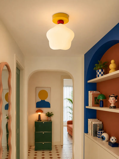 Fluted Glass Color-Block Ceiling Light