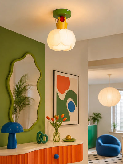 Fluted Glass Color-Block Ceiling Light